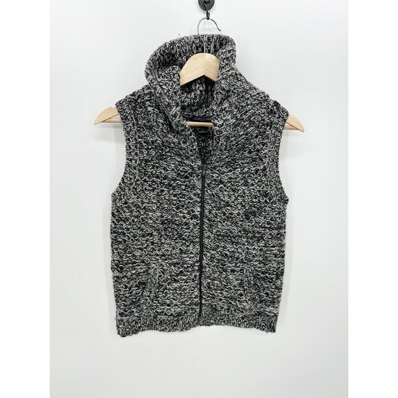 Eileen Fisher Sweater Vest Women PP Black White Yak Merino Wool Full Zip Knit - Picture 1 of 7